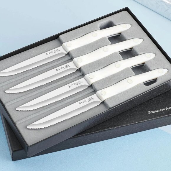 Cutco White Pearl Handle 4 pieces Steak Knife Set in Black Box #2065W NEW - Picture 1 of 1
